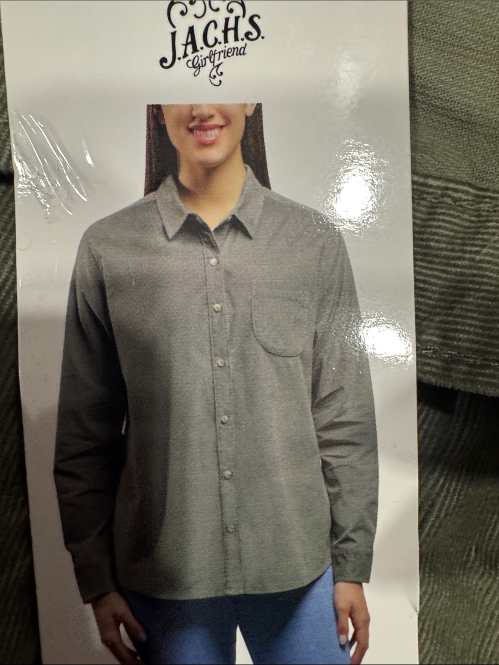 Olive Green Button-Down  Shirt